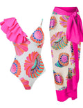 One Ruffle Shoulder One Piece with Cover SKSW40128