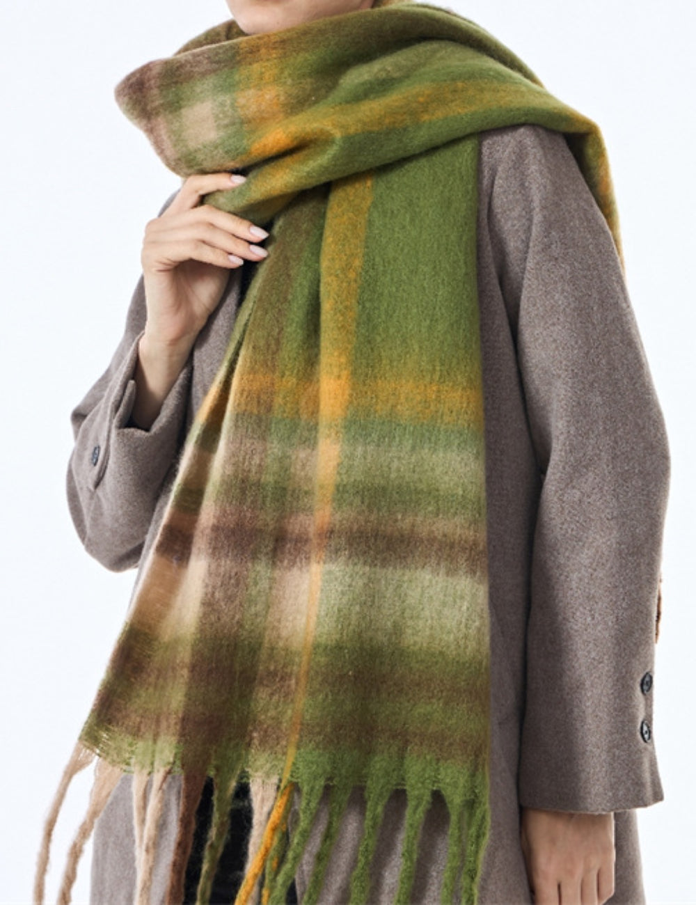 Laides Plaid Color Block Everyday Scarf SKAS4203