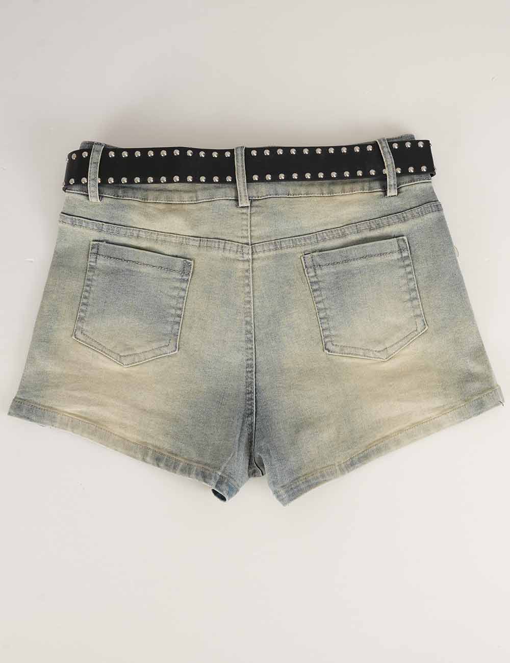 Ladies Rhinestone Star Denim Shorts