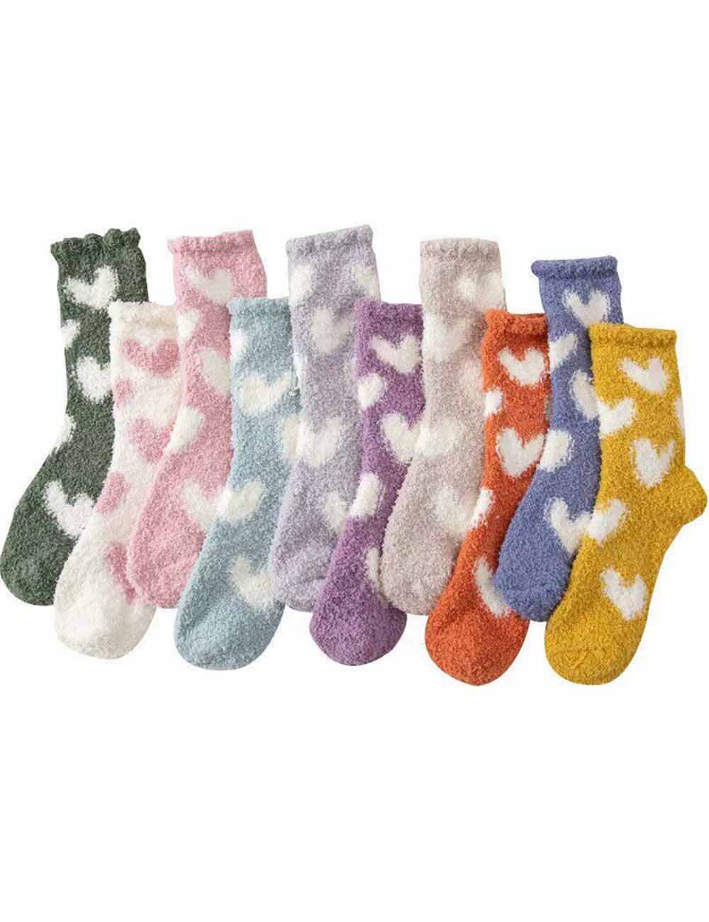 Ladies Valentine Heart Pattern Fuzzy Lounge Slipper Socks
