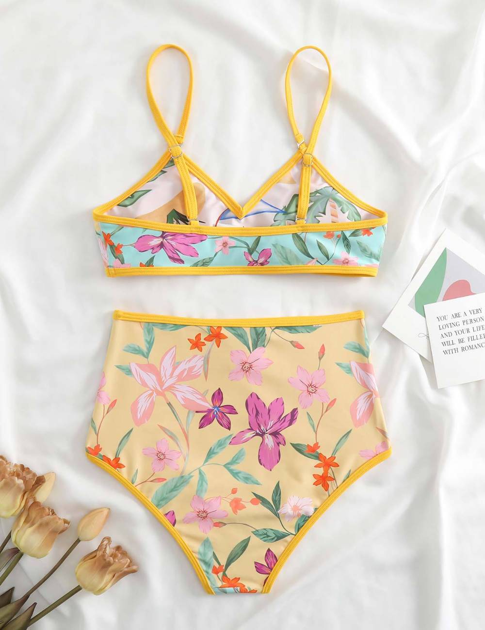 Ladies AB Side Floral Bikini Set with Salong SKSW40135