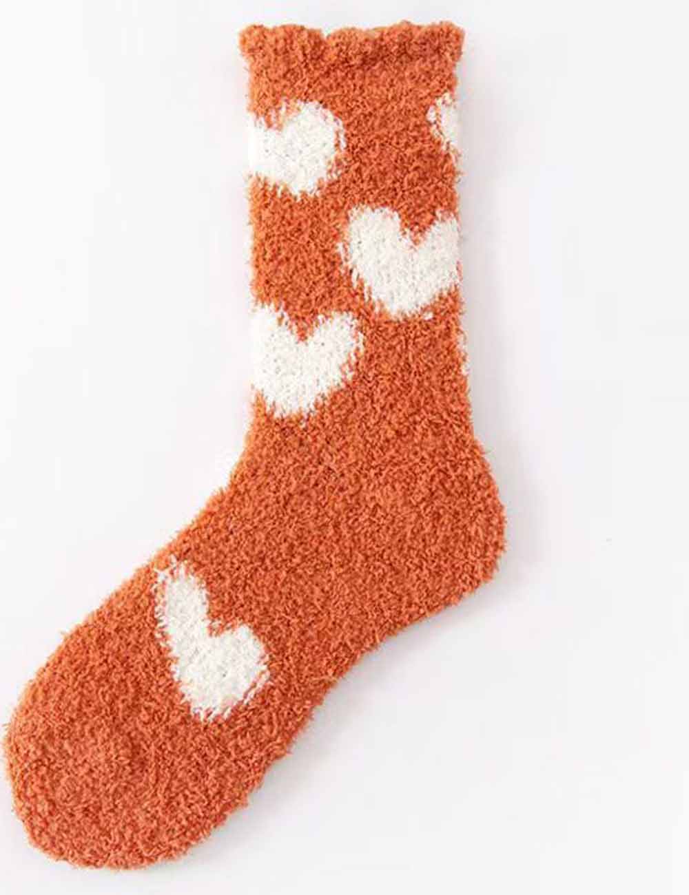 Ladies Valentine Heart Pattern Fuzzy Lounge Slipper Socks