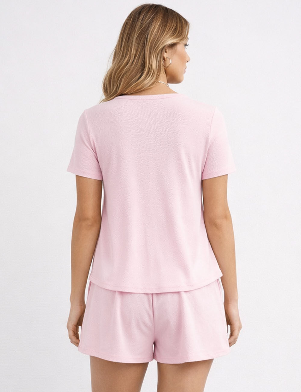 Ladies Everyday Ribbed Knit Top & Wide Leg Shorts Matching Set