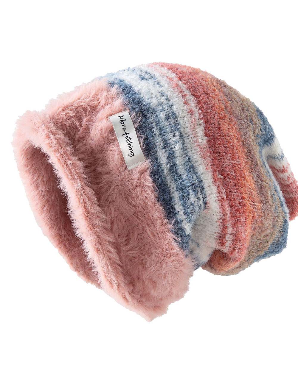 Ladies Colorful Mohair Slouchy Knit Beanie Hat