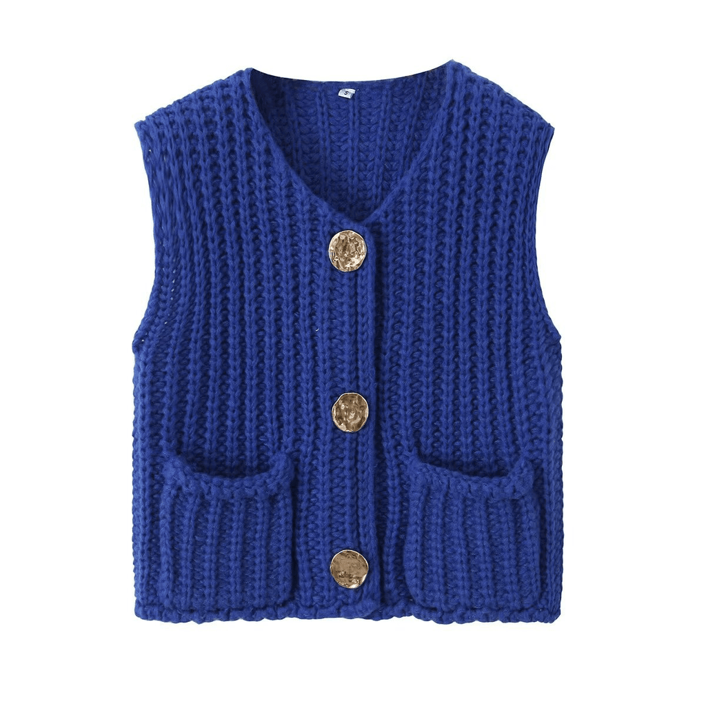 Ladies Chunky Open Knit Sweater Vest