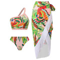 Floral and Bird Print 2PCS Bikini Set with Cover