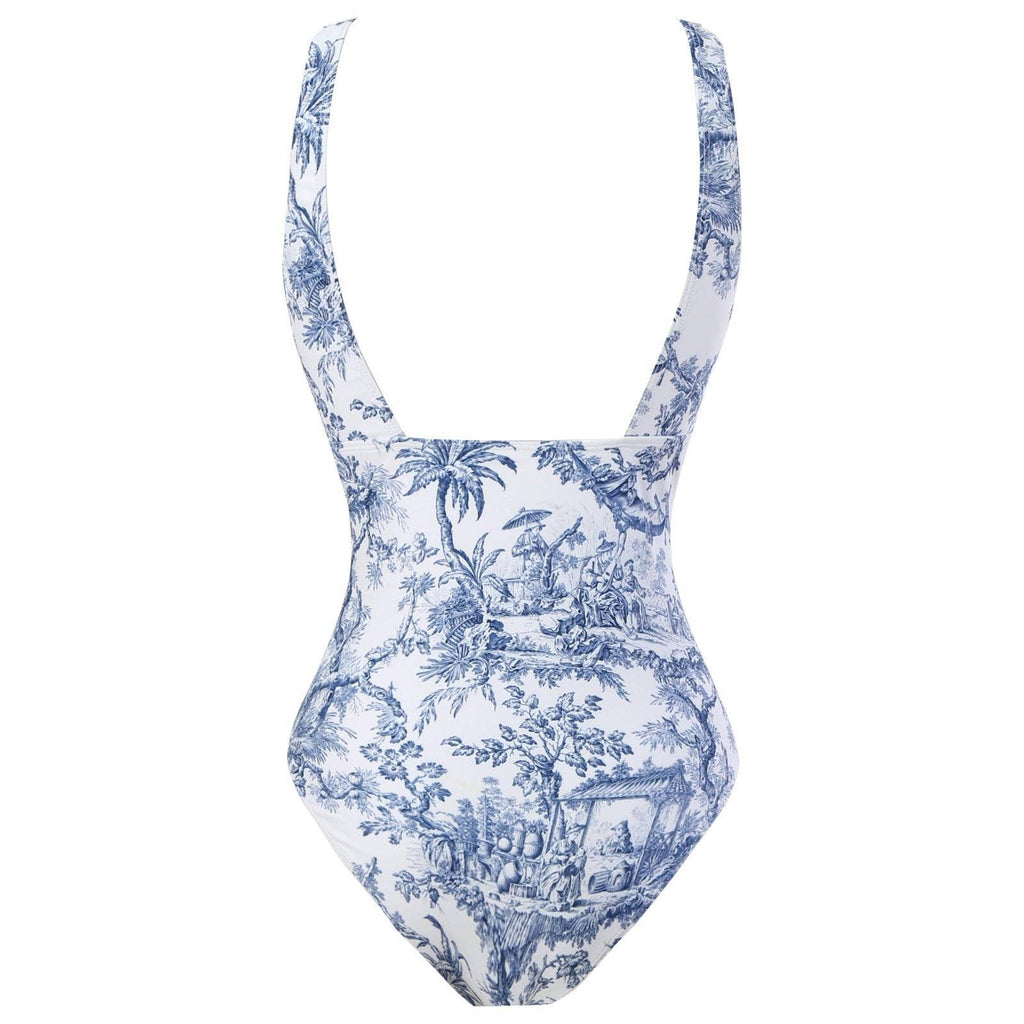 Floral Print One Piece Swimwear with Cover