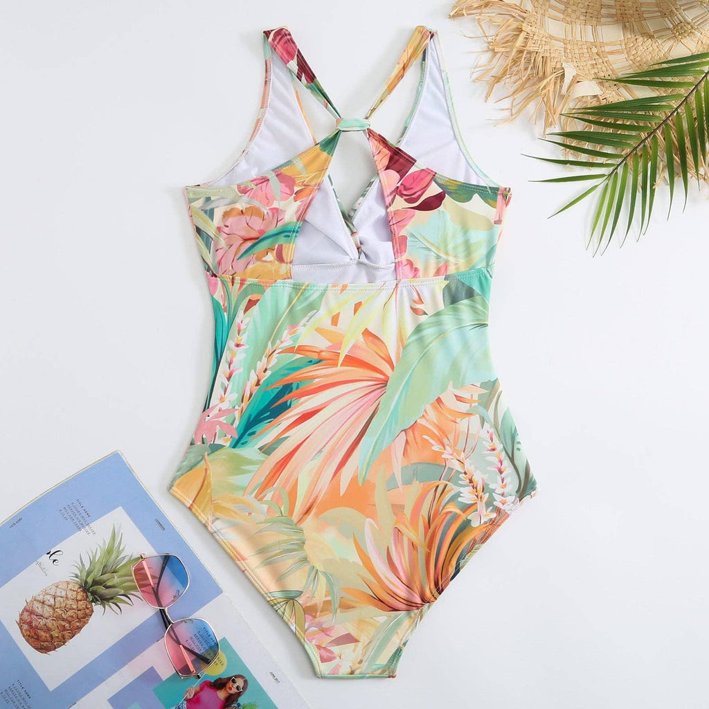 Floral Print One Piece Swimwear with Cover
