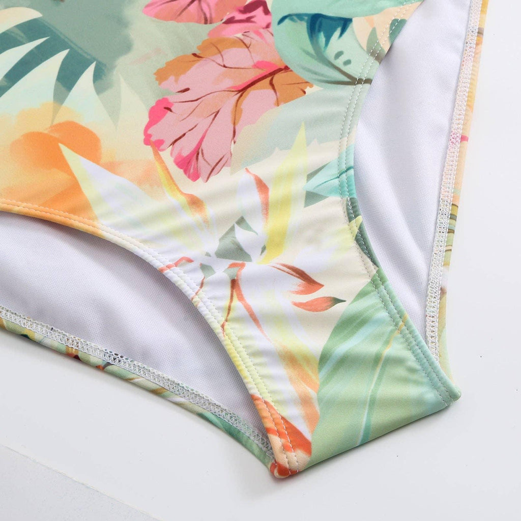 Floral Print One Piece Swimwear with Cover
