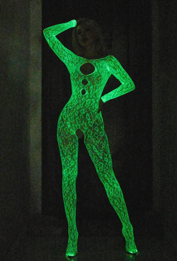 Glow in The Dark See Through Fishnet Bodystocking