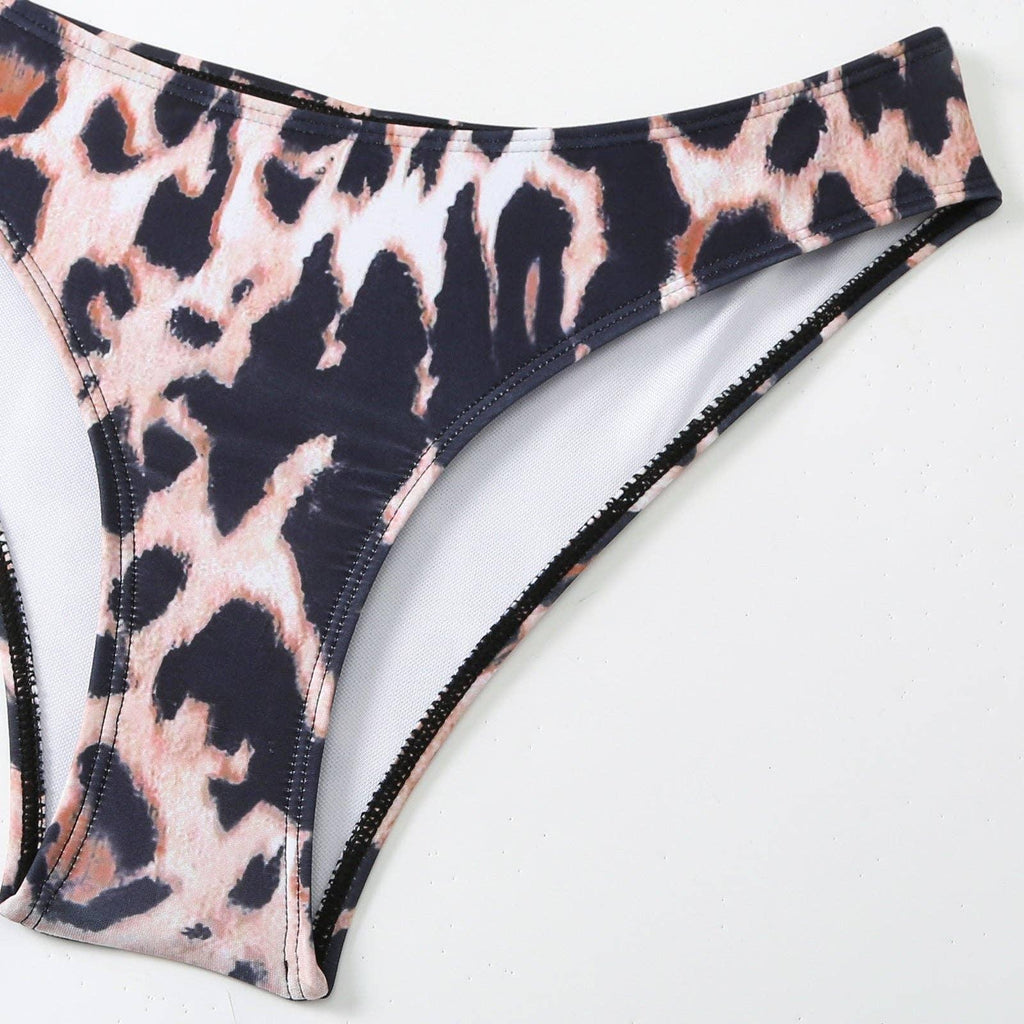 Halter Leopard Print 2PCS Bikini Set with Cover