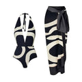 Inregular Circle One Piece Swimwear with Wrap Cover
