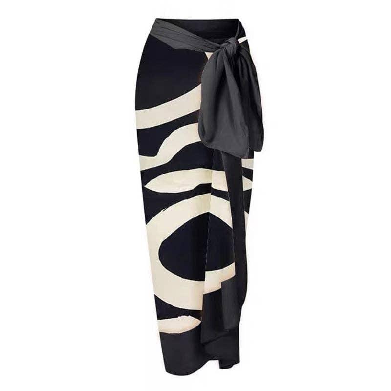 Inregular Circle One Piece Swimwear with Wrap Cover