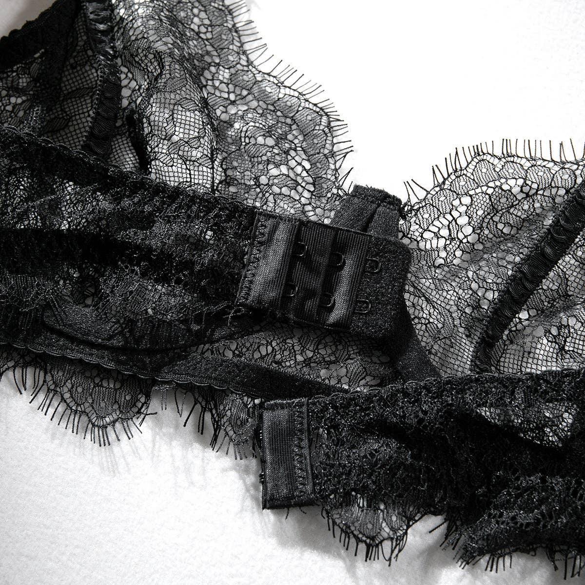 Lace Diamond Setting Lingerie Set with Garter Belt