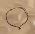 Ladies Black Circle Pendent Necklace SKAJ016