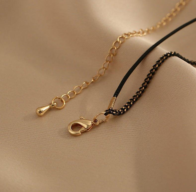 Ladies Black Circle Pendent Necklace SKAJ016