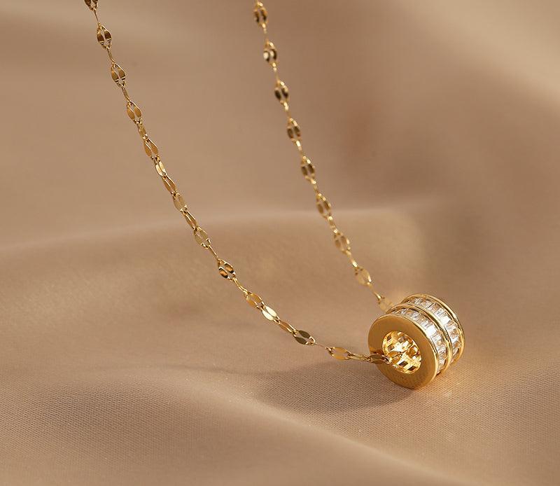 Ladies Golden Disc Necklace SKAJ038