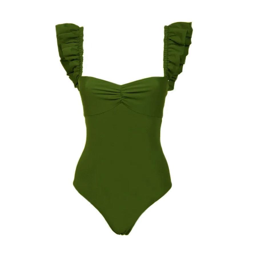 Ladies Ruffle One Piece Swimwear with Skirt Cover Y327
