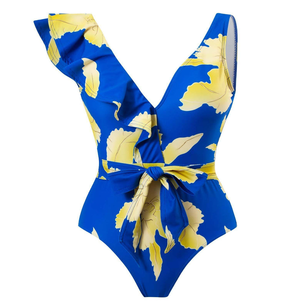 Ladies Ruffles One Piece Swimwear with Skirt Cover Y100