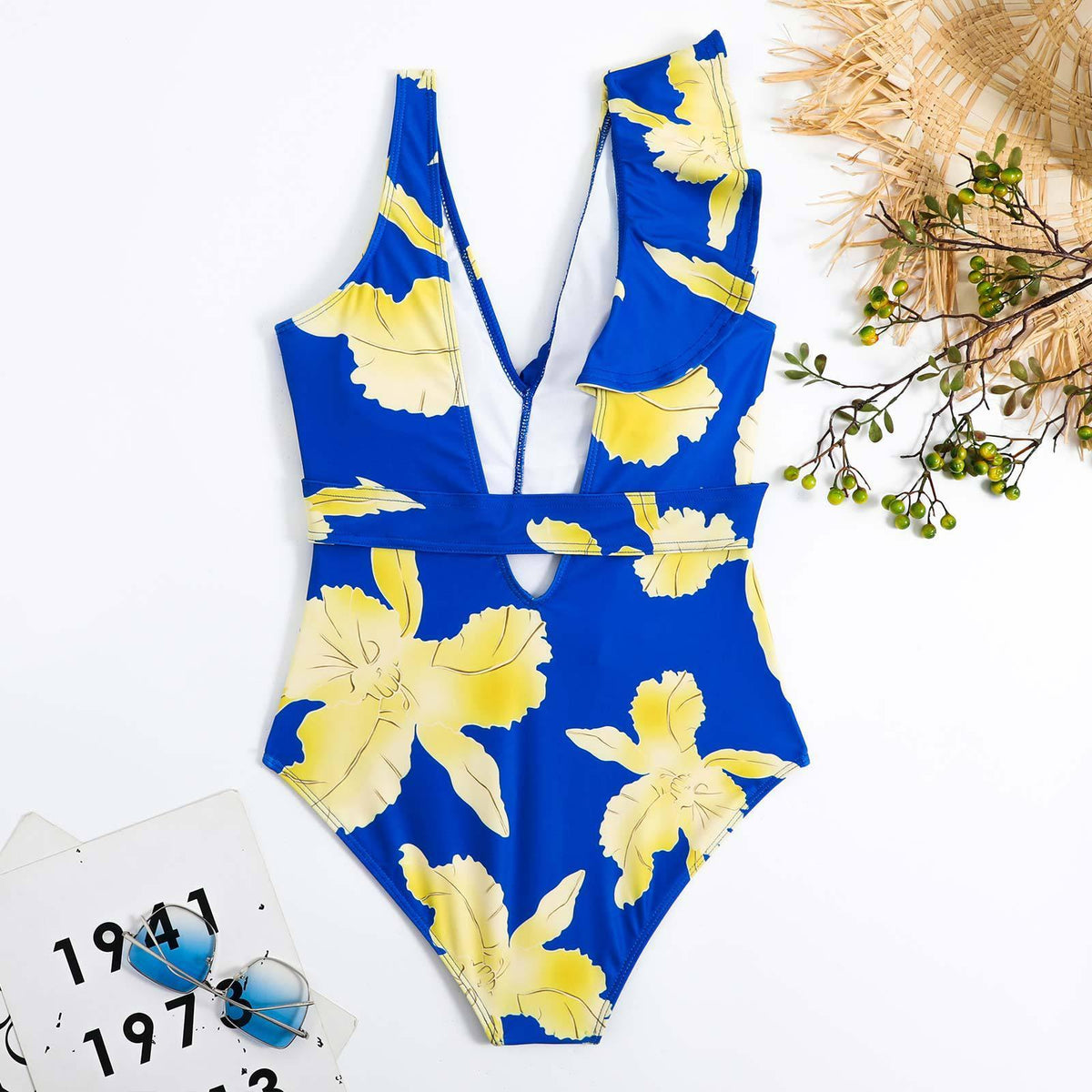 Ladies Ruffles One Piece Swimwear with Skirt Cover Y100