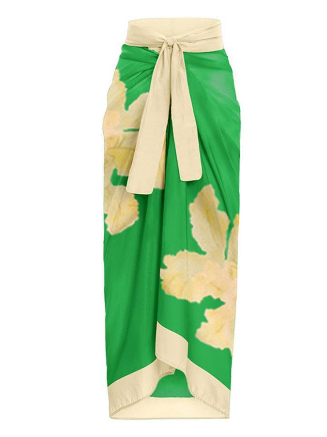Ladies Ruffles One Piece Swimwear with Skirt Cover Y100
