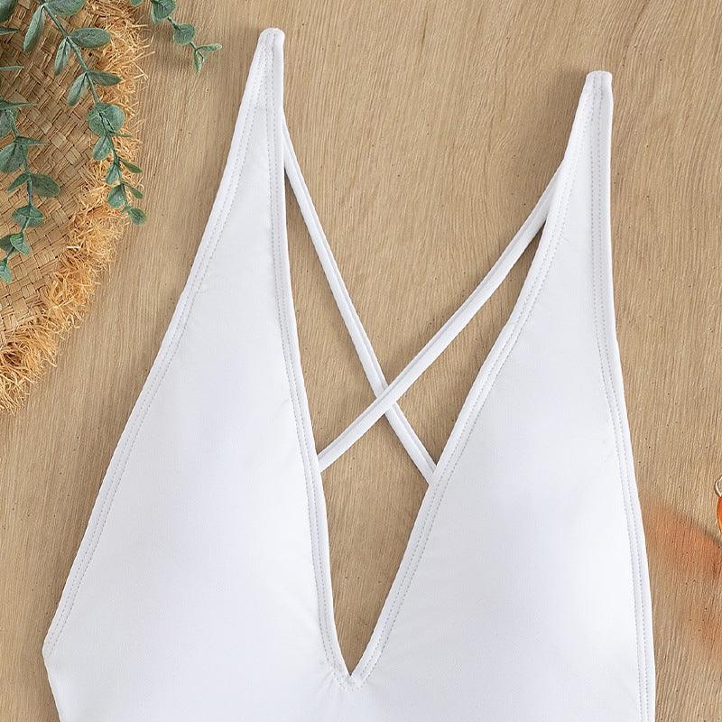 Ladies Solid Color Halter Neck Bikini Set RFD2109