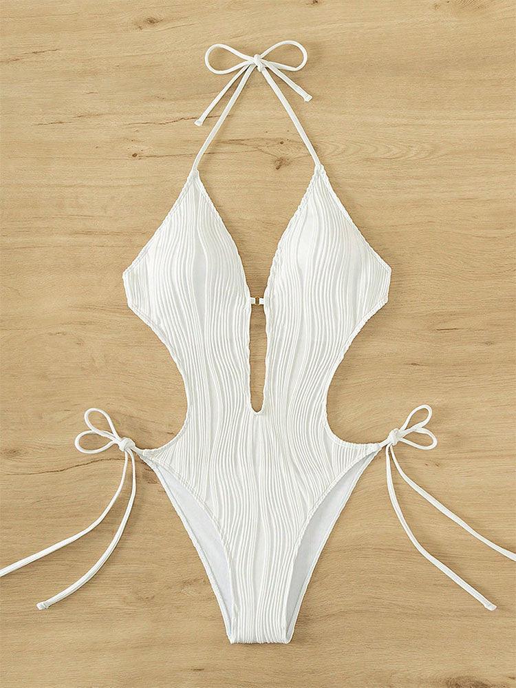 Ladies Solid Color Halter Neck Bikini Set RFD8298