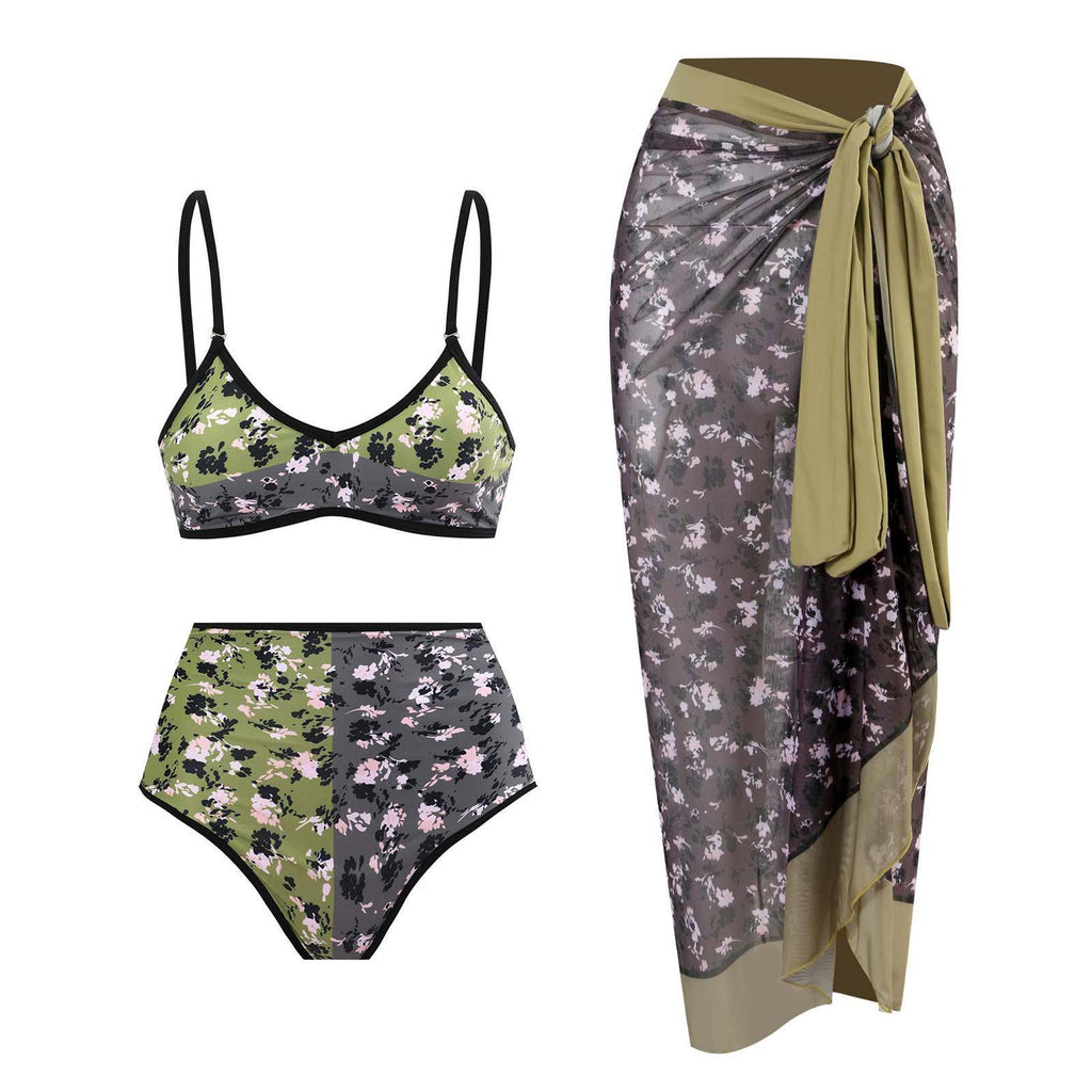 Ladies Spaghetti Strap Bikini Set with Skirt Cover Y106