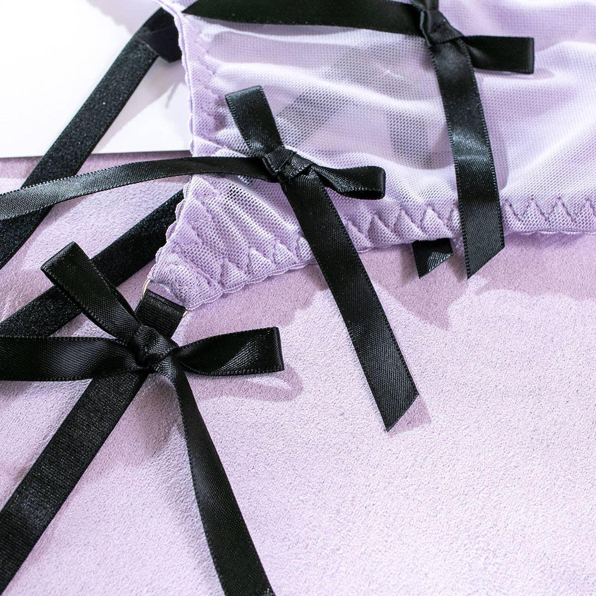 Mesh Lace Stitching Perspective Lingerie Set