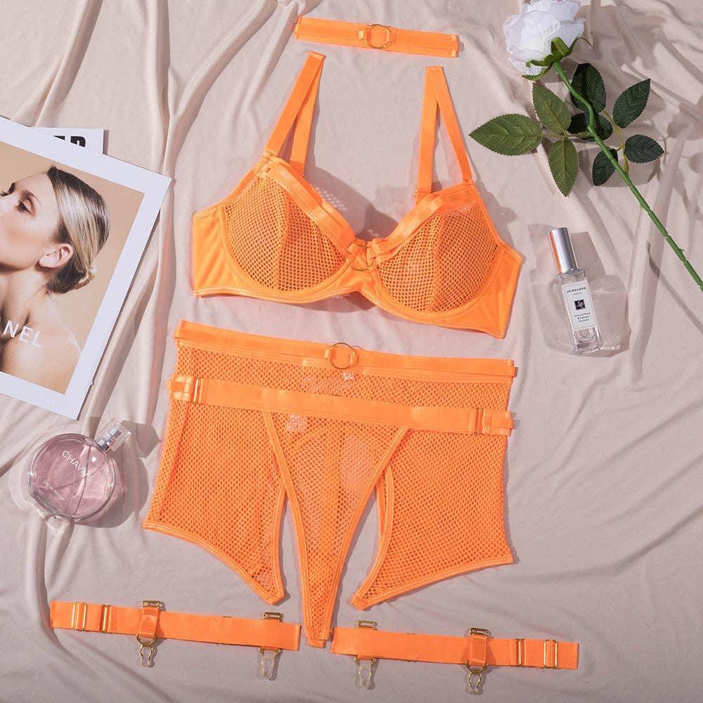 See Through Lingerie Set with Garter Belt
