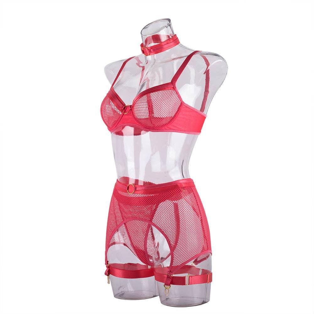 See Through Lingerie Set with Garter Belt