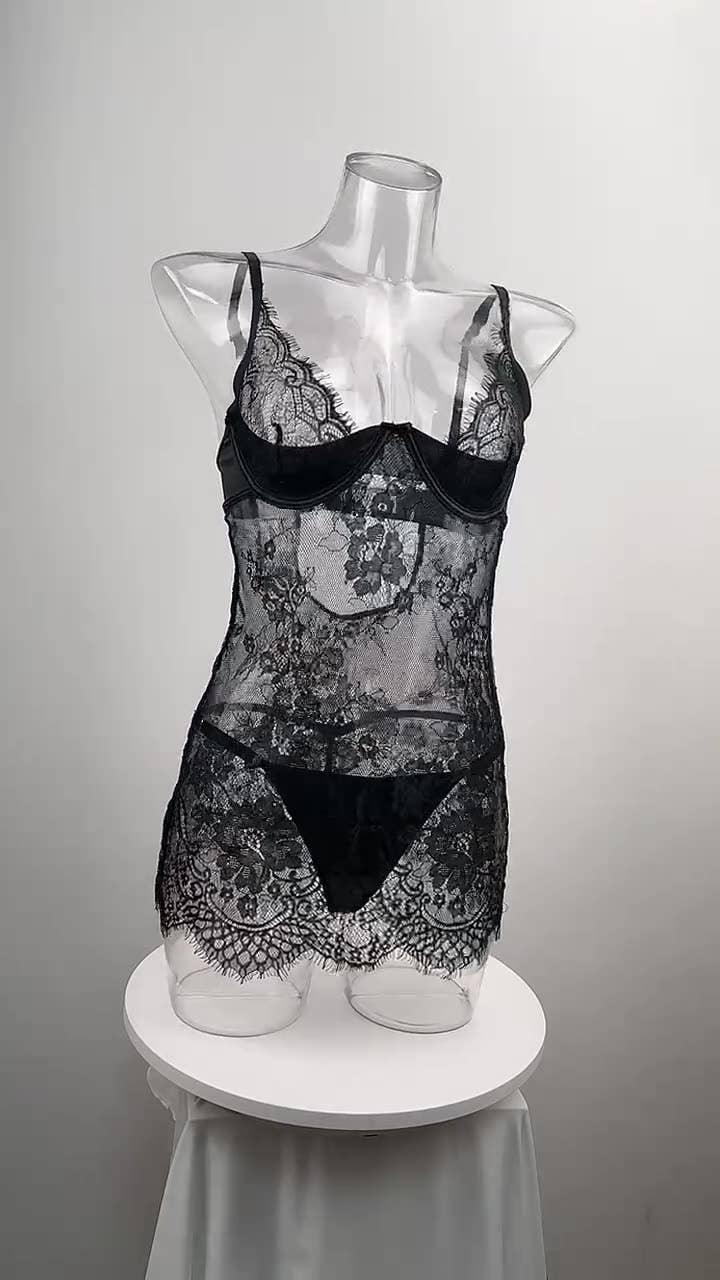 See Through Sexy Lingerie Chemise Set