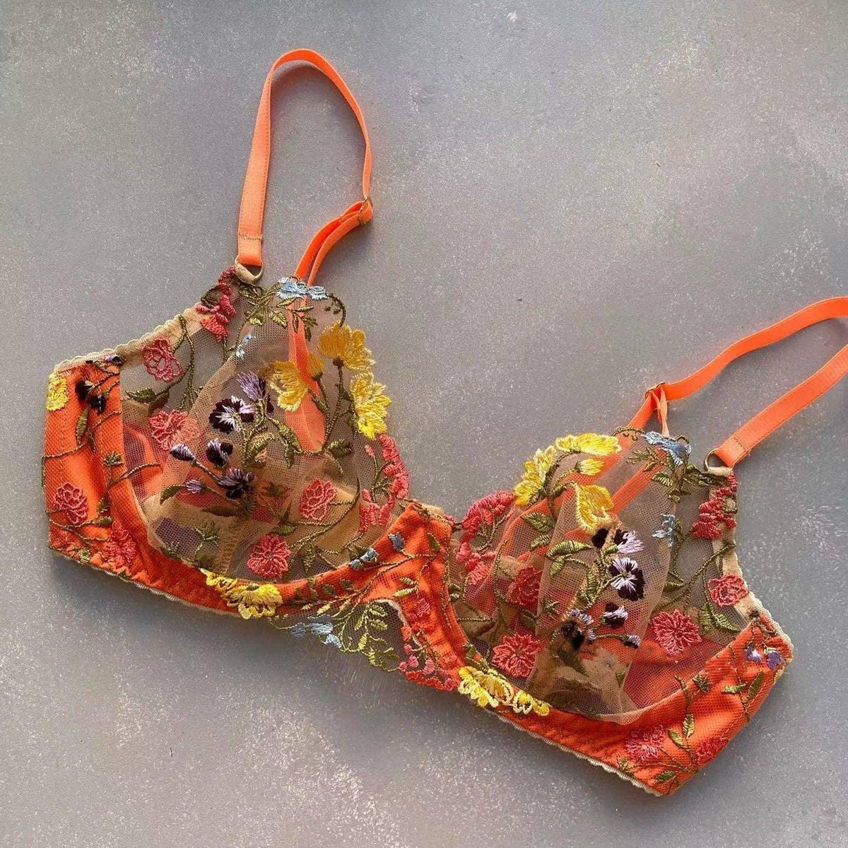 Sexy Floral Embroidery Lingerie Set