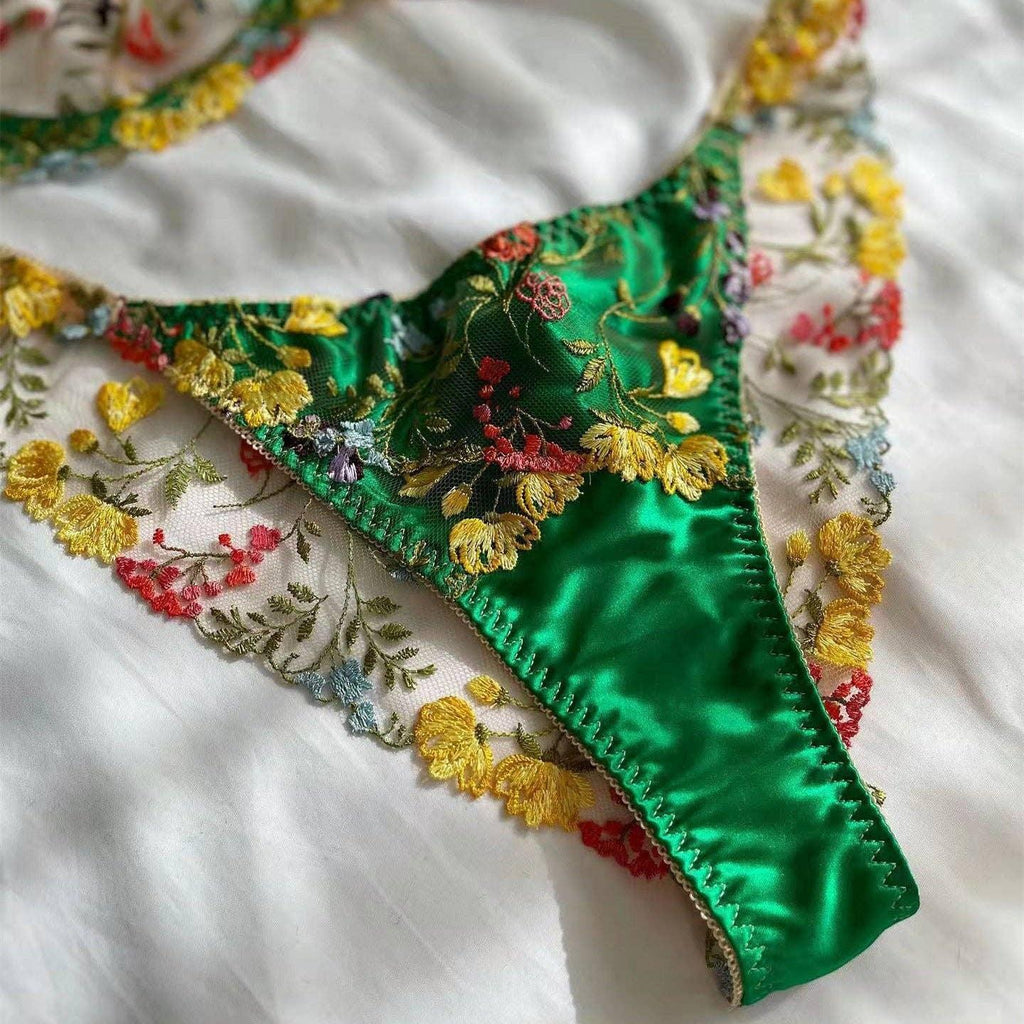 Sexy Ladies Floral Embroidery Lingerie Set