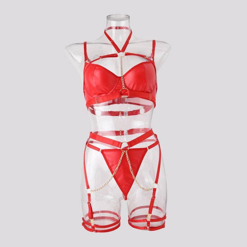 Sexy Solid Color Sexy Lingerie Set with Garter