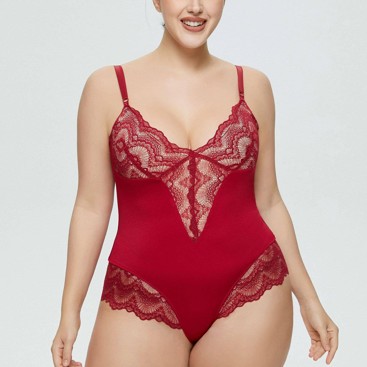 Sexy Solid Color Teddy Lace Lingerie Bodysuit