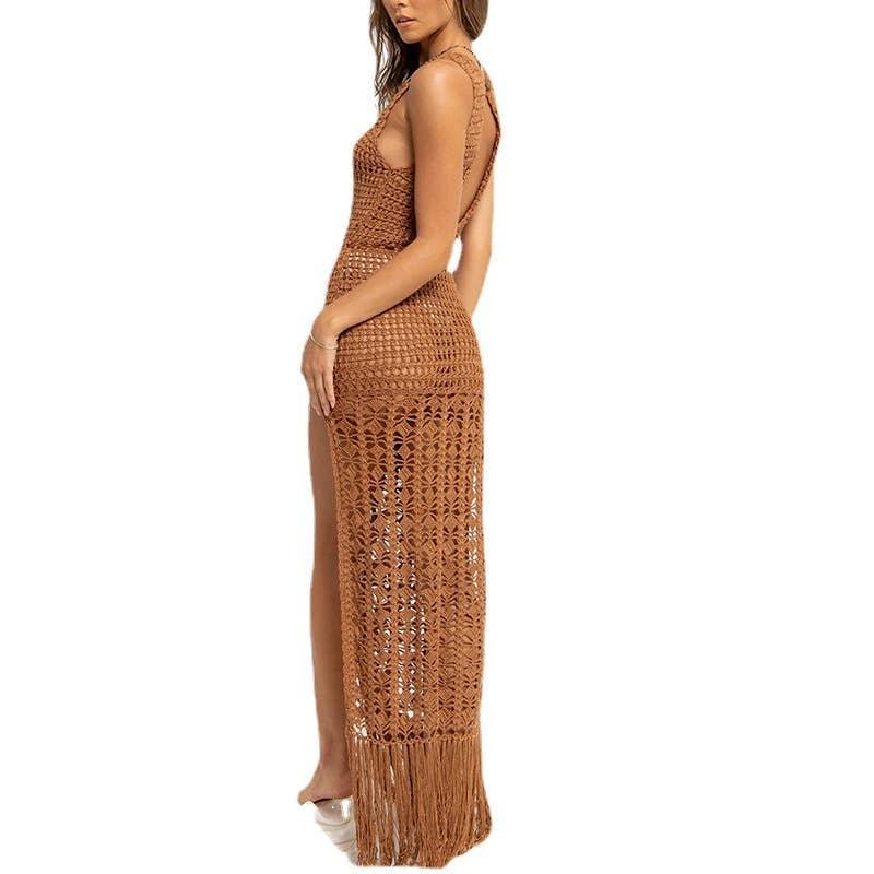 Solid Color Tassels Bikini Swimwear Cover Up Dress