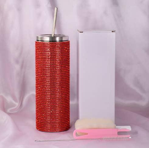 Sparkle Rhinestone Water Bottle 17oz with Straw