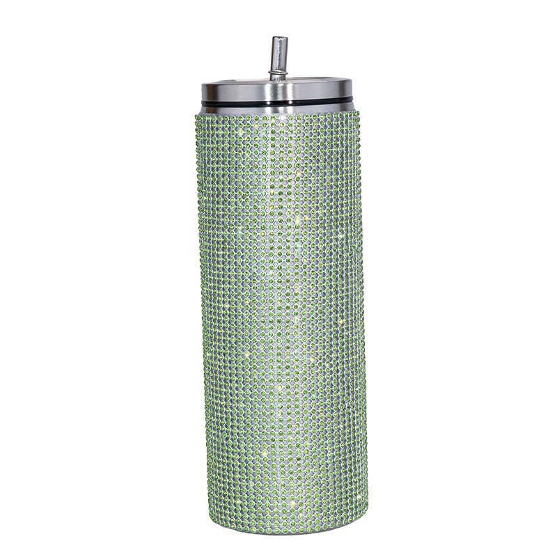 Sparkle Rhinestone Water Bottle 17oz with Straw
