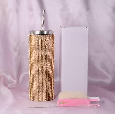 Sparkle Rhinestone Water Bottle 17oz with Straw